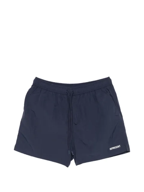 Represent drawstring-fastening swim shorts
