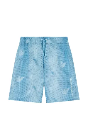 Burberry Kids EKD チェッカーボード コットンショートパンツ | ブルー