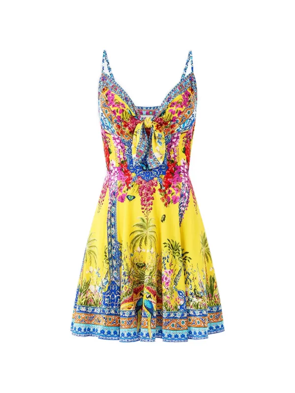 Camilla Tie-front Mini Dress in Yellow