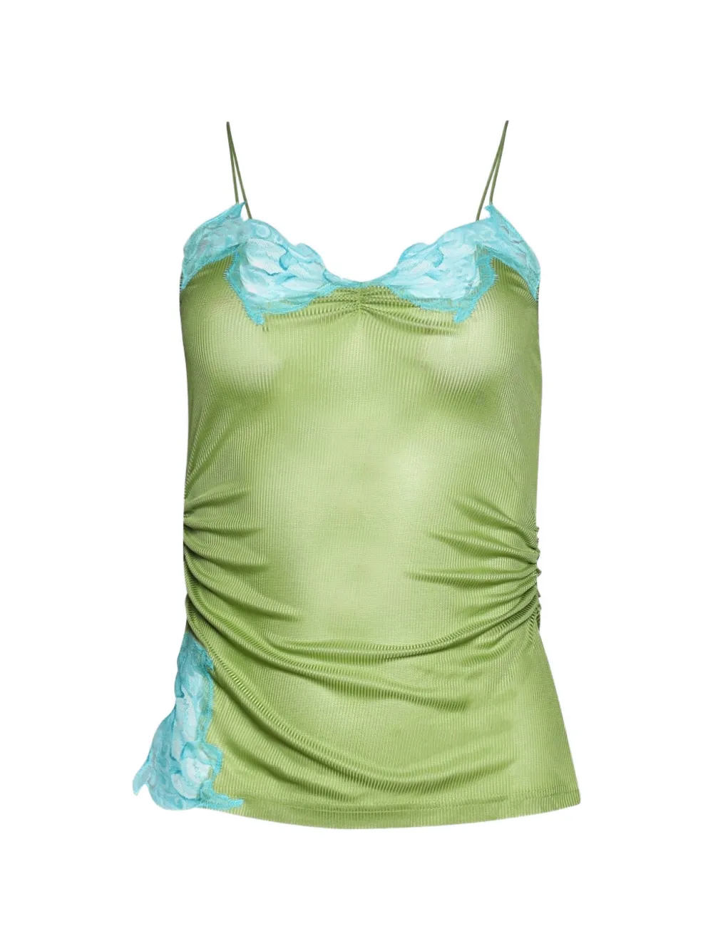 Christopher Esber lace-detail ribbed tank top - Verde