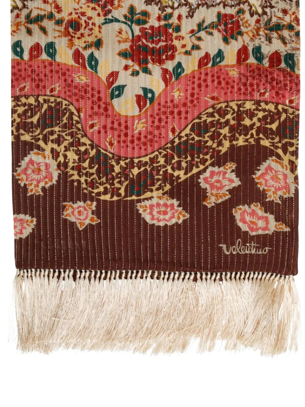 Valentino Garavani Sjaal met franje en paisley-print Beige