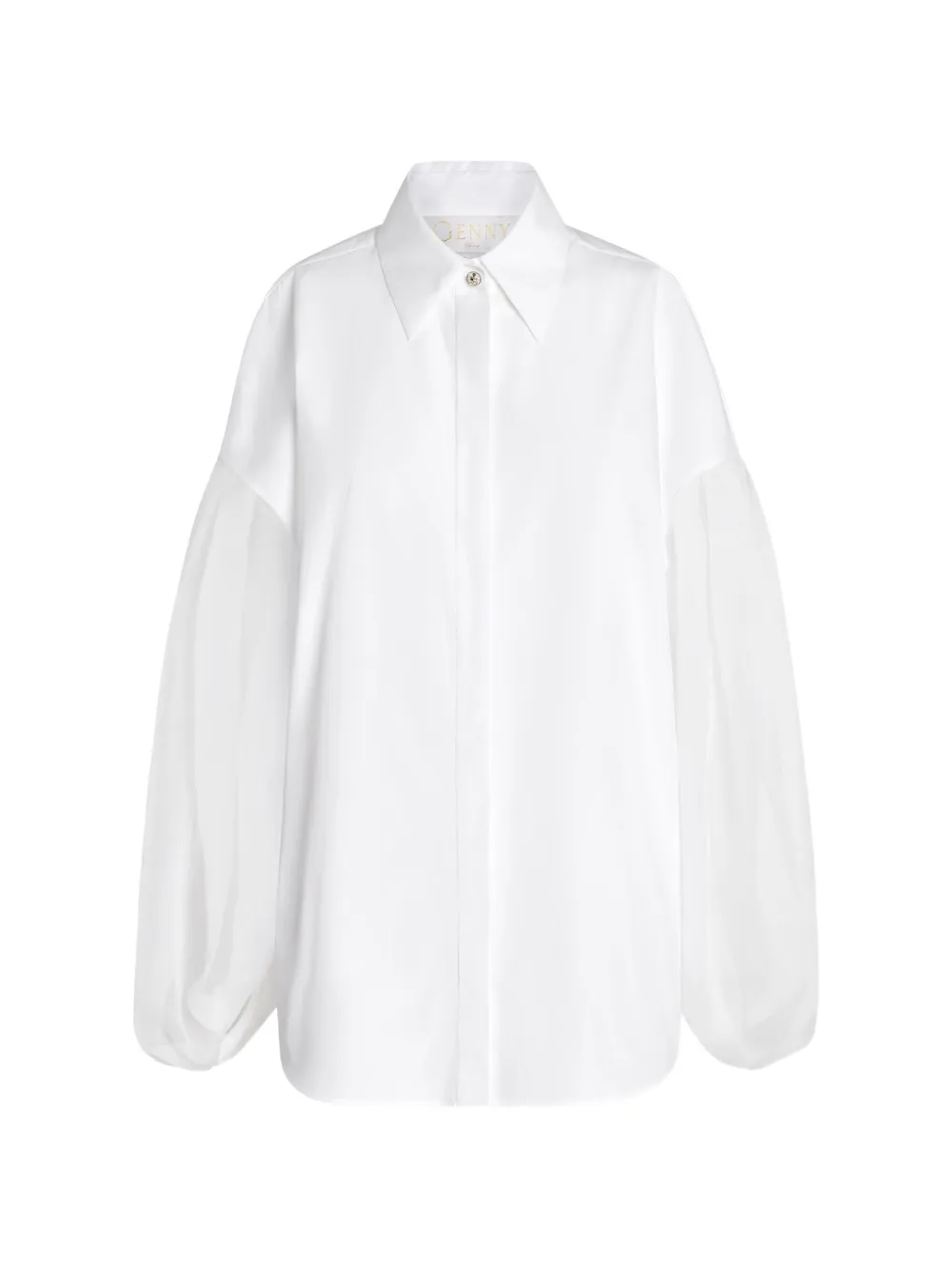 Genny sheer-sleeves shirt - Bianco
