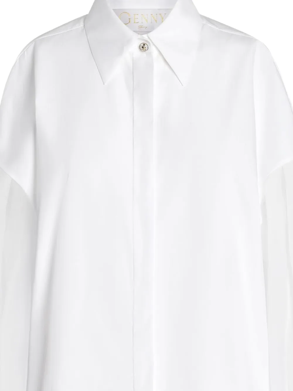  Genny Sheer-sleeves Shirt - White 