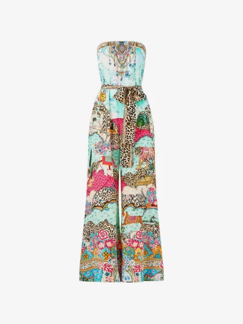 Camilla jumpsuit strapless con moño en la cintura