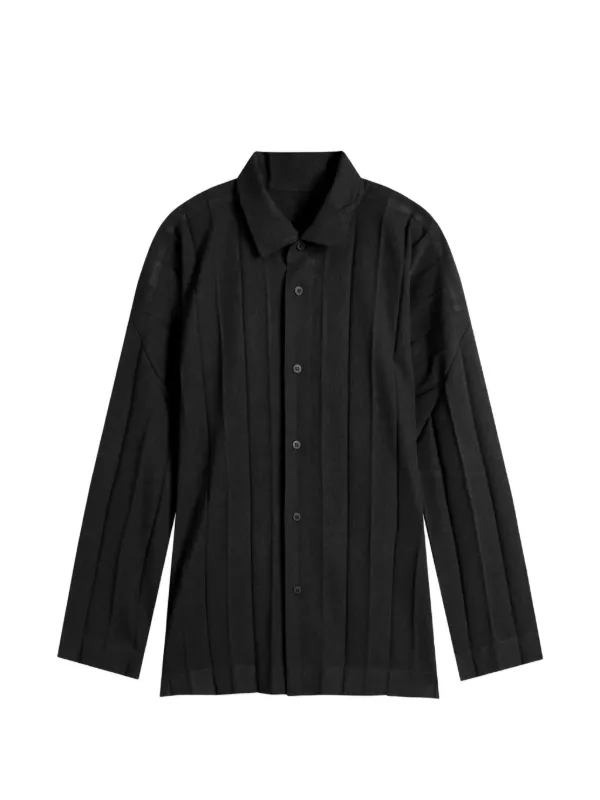 Homme Plissé Issey Miyake プリーツ シャツ | ブラック Homme Plissé Issey Miyake プリーツ シャツ | ブラック