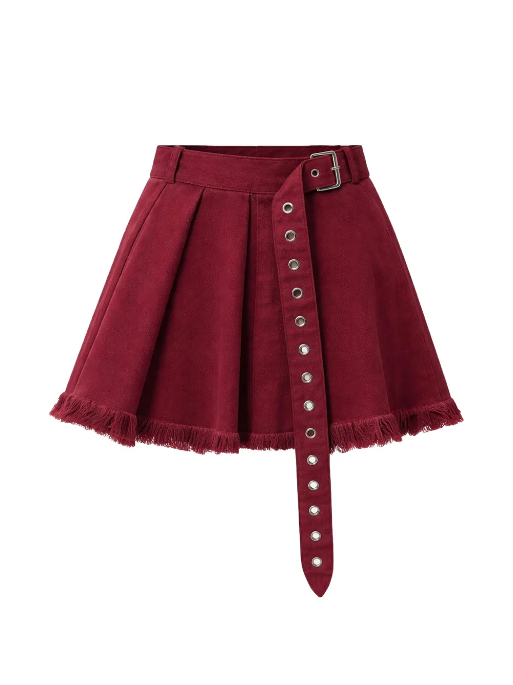 Marques'Almeida belt-detail fringed cotton mini skirt - Rosso