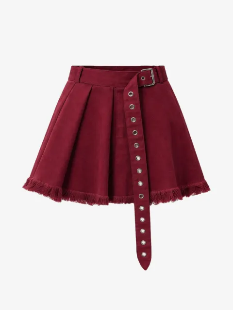 Marques'Almeida belt-detail fringed cotton mini skirt