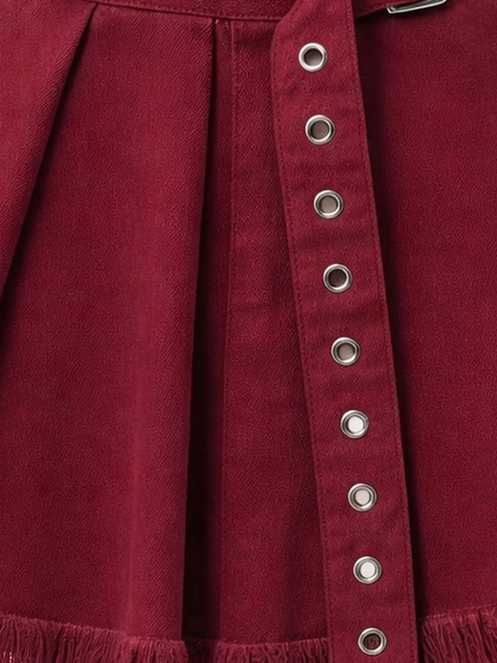  Marques'almeida Belt-detail Fringed Cotton Mini Skirt - Red 
