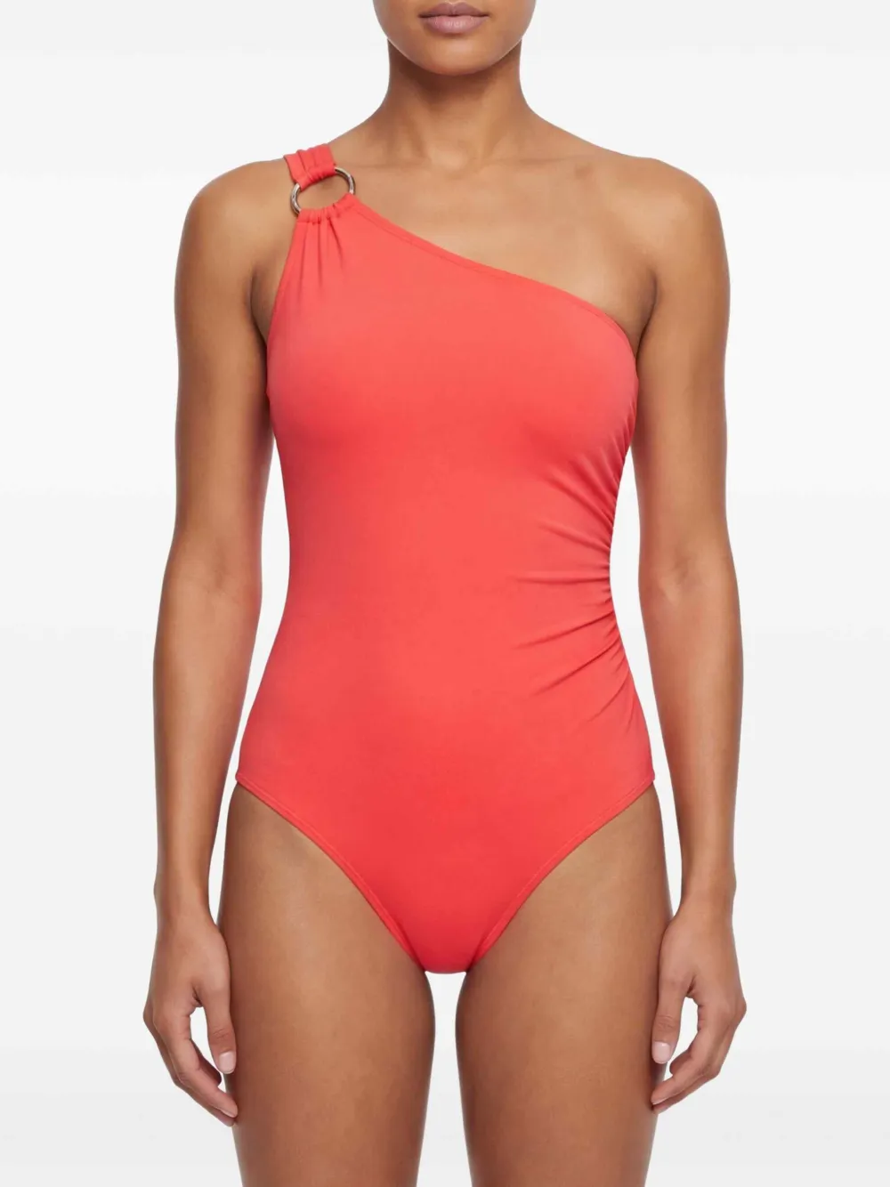 Michael Kors Asymmetrisch badpak met ringdetail Rood