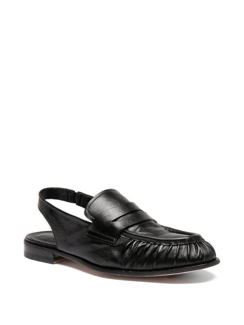 Officine Creative Solitude 102 leren loafers met ruches Zwart