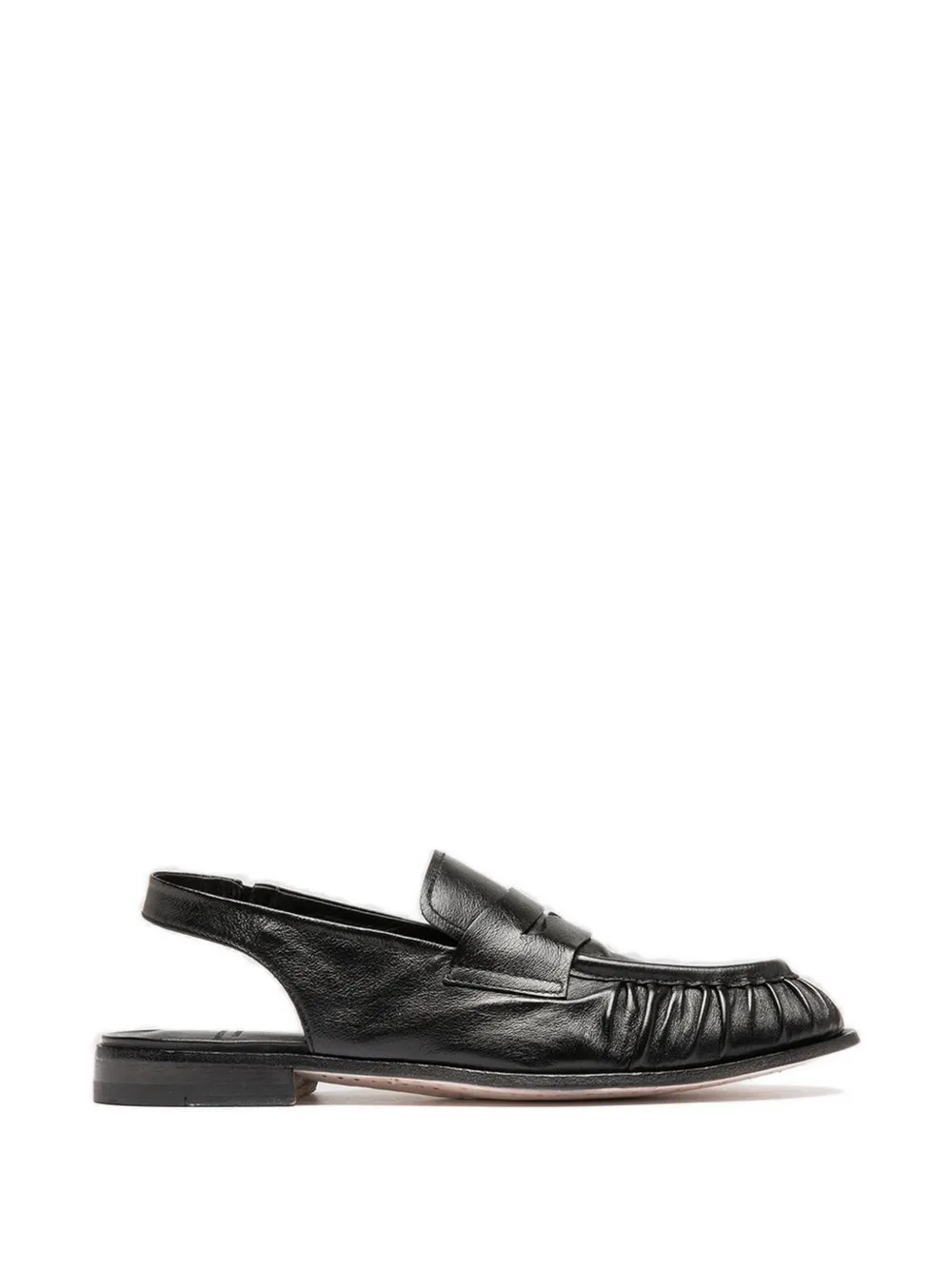 Officine Creative Solitude 102 leren loafers met ruches Zwart
