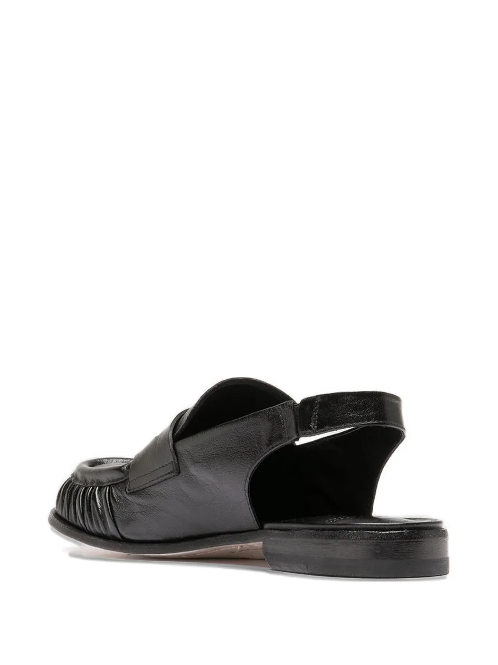 Officine Creative Solitude 102 leren loafers met ruches Zwart