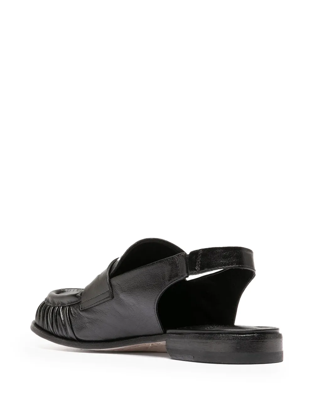  Officine Creative Solitude 102 Ruched Leather Loafers - Black 