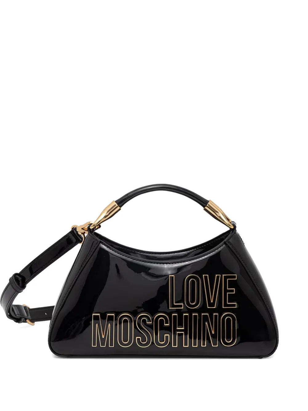 Love Moschino logo top handle clutch bag - Nero