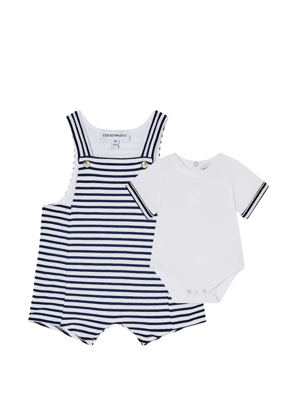 Emporio Armani Kids striped romper set - Blu