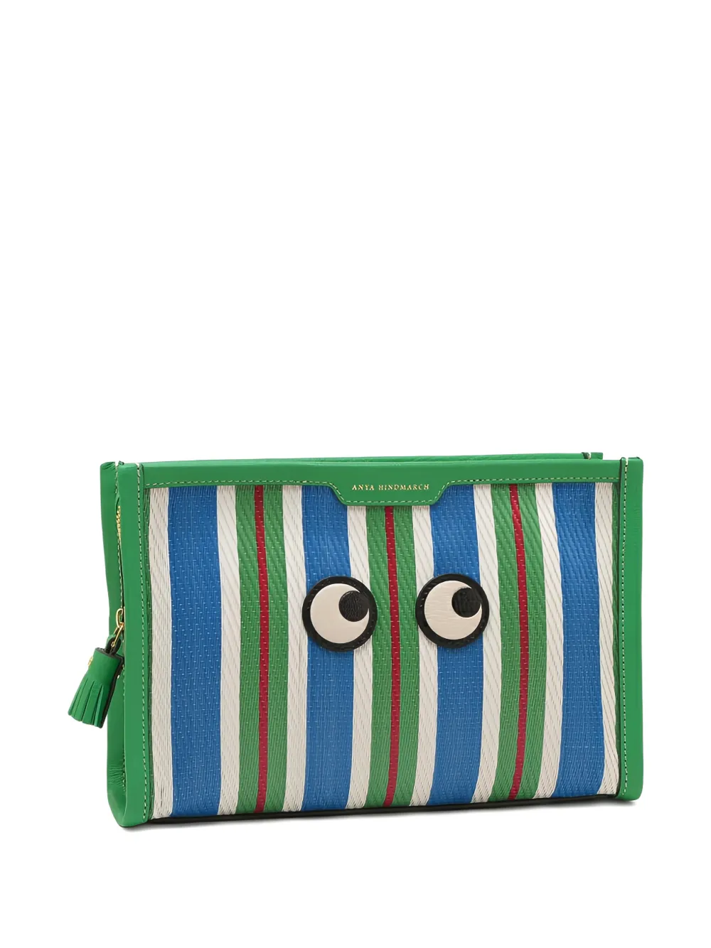  Anya Hindmarch Eyes-motif Striped Make Up Bag - Green 