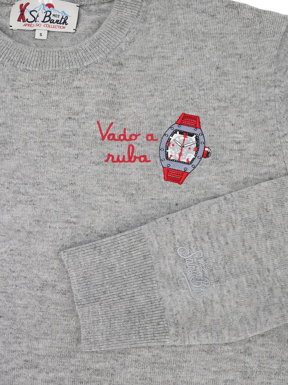 MC2 Saint Barth Sweater met borduurwerk en ronde hals Grijs