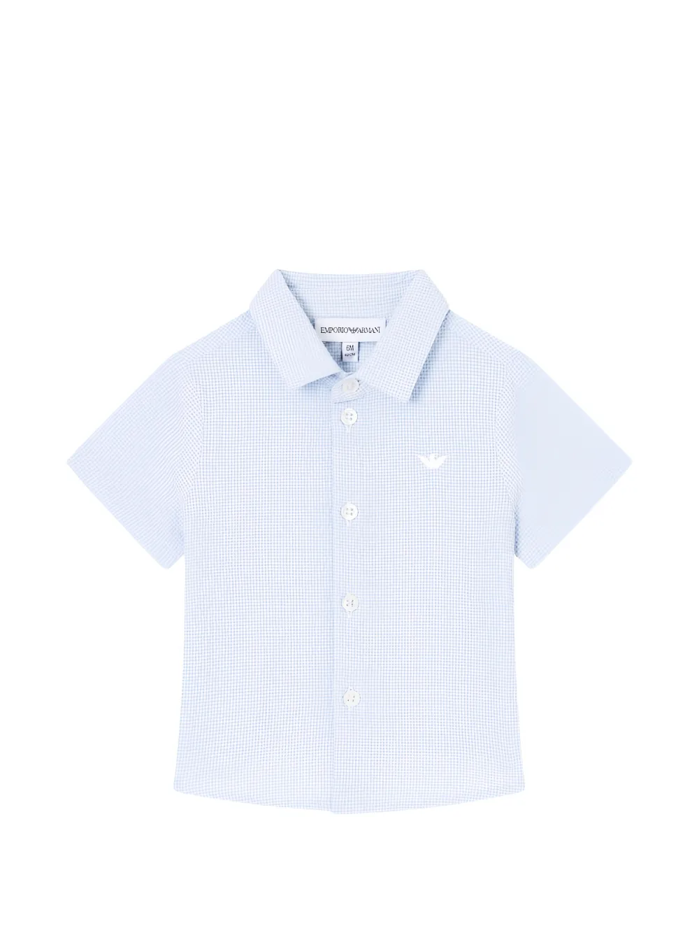 Emporio Armani Kids seersucker check print shirt - Blu