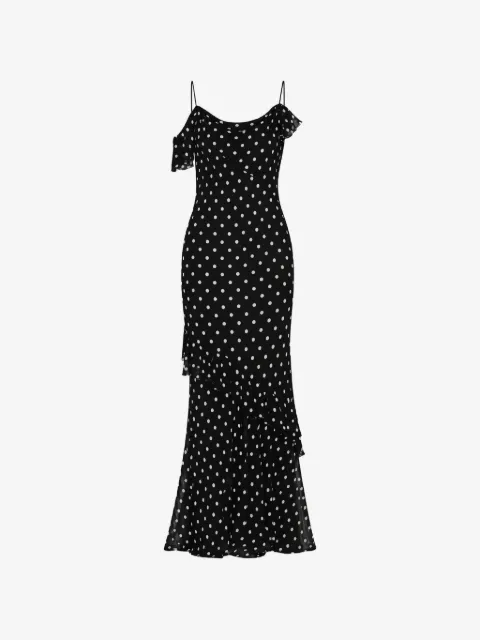 Self-Portrait Georgette polka dot ruffled maxi dress