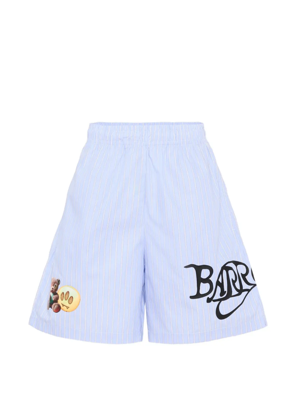 Barrow kids striped graphic cotton shorts - Blu