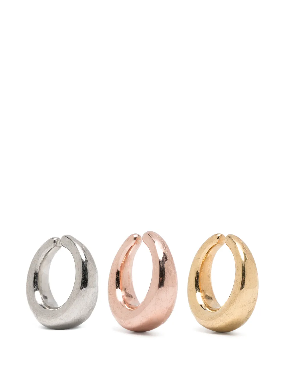 Panconesi curved earrings set of three - Argento