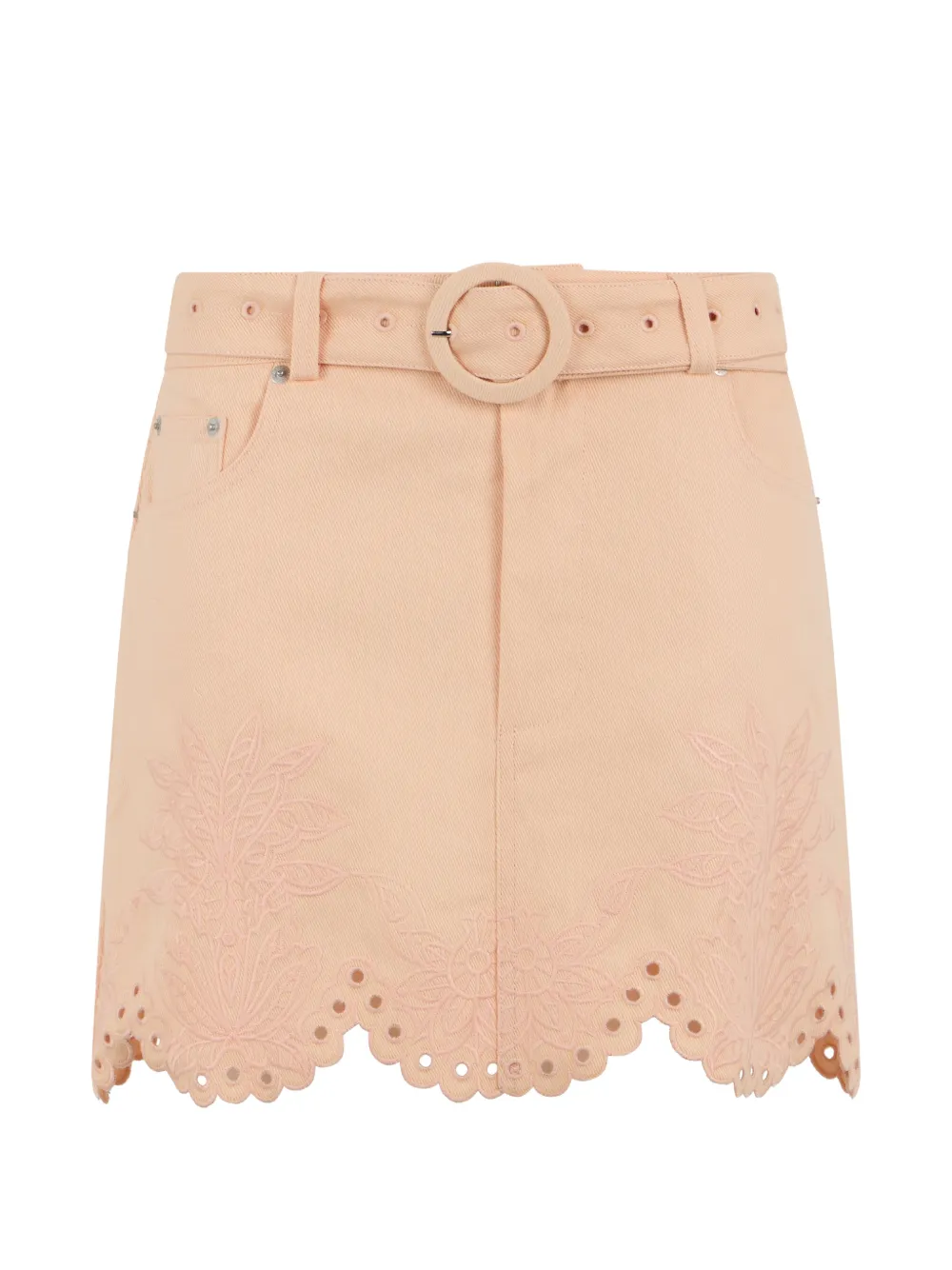FARM Rio floral-embellished belted mini skirt - Rosa