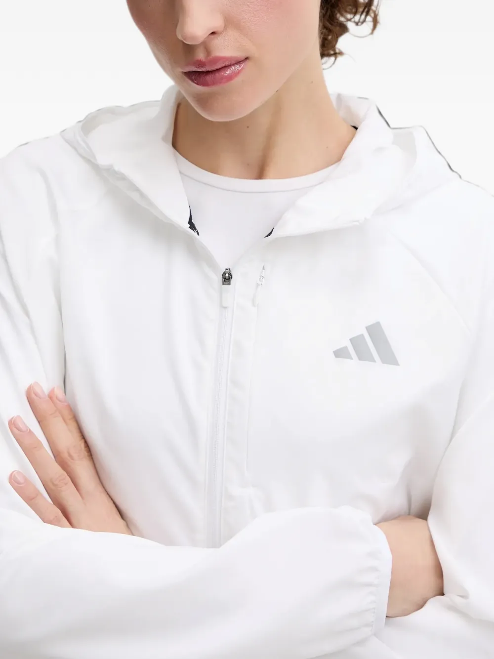 adidas hooded logo-print jacket Wit