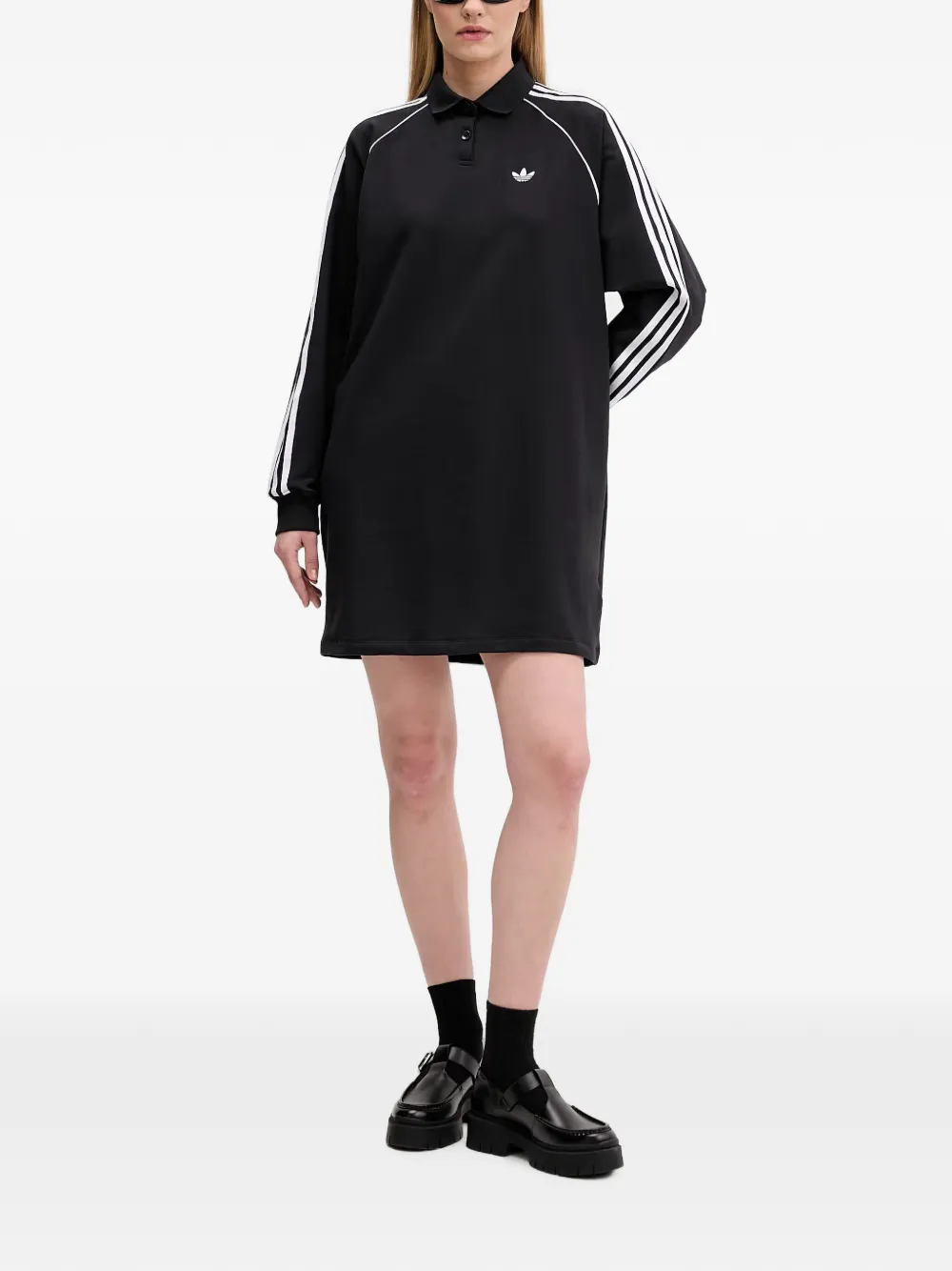 adidas logo-embroidered 3-Stripe mini dress Zwart