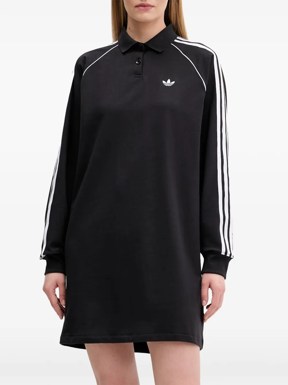 adidas logo-embroidered 3-Stripe mini dress - Schwarz