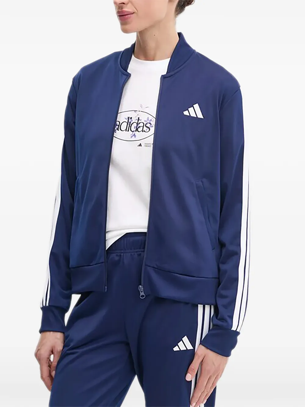 adidas Gestreept trainingspak met rits Blauw