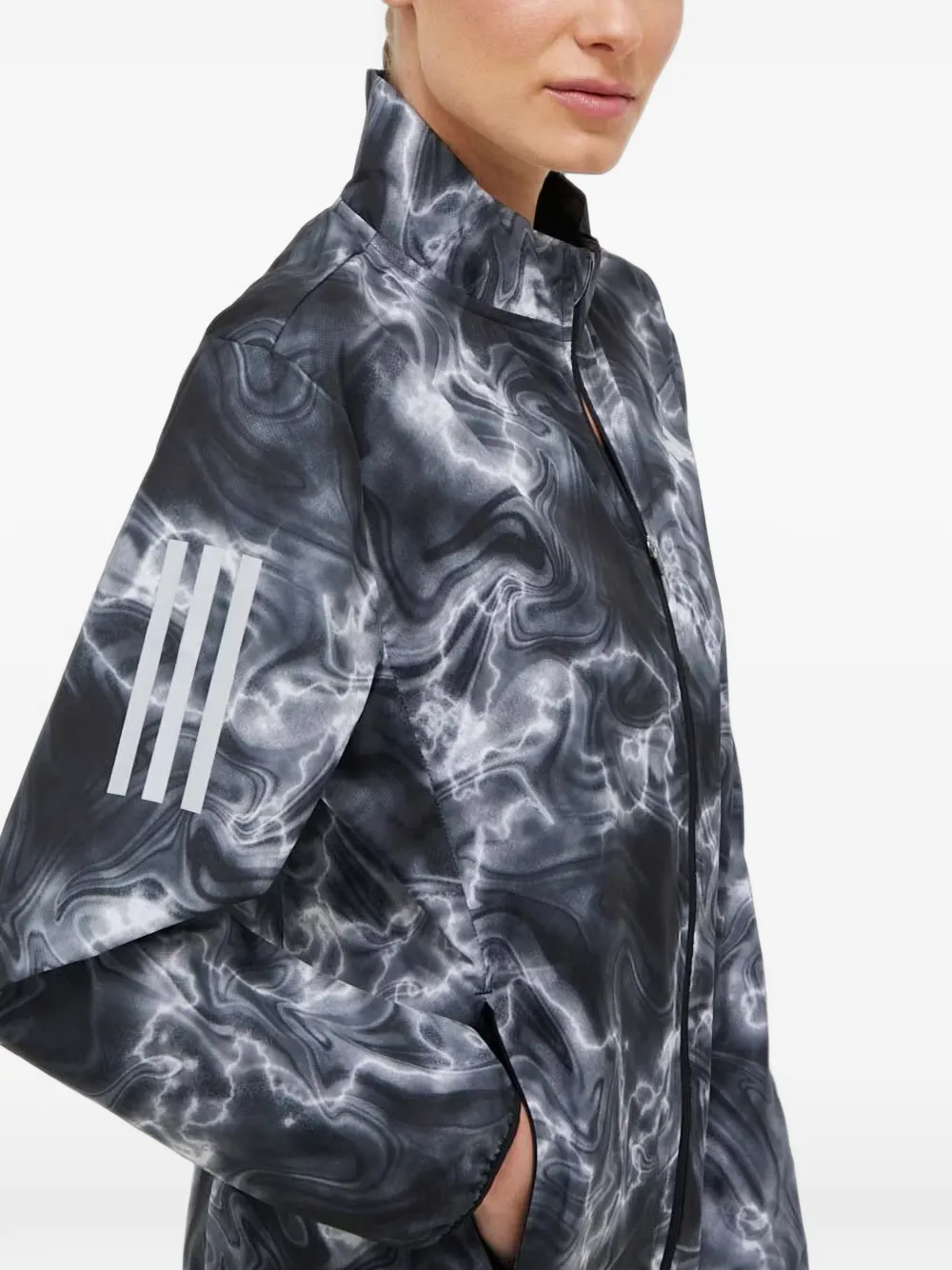 adidas Own The Run jack met print en rits Grijs