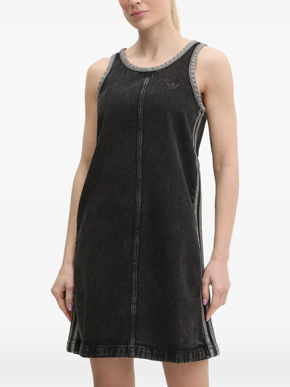 adidas Adicolor denim 3-Stripes tank dress Zwart