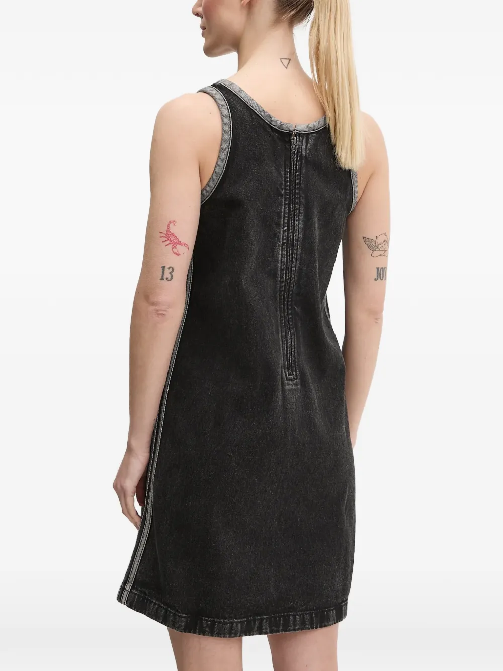 adidas Adicolor denim 3-Stripes tank dress Zwart