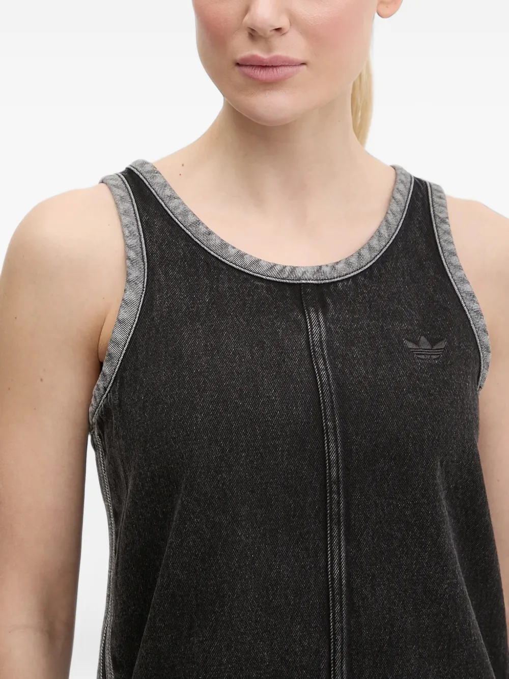 adidas Adicolor denim 3-Stripes tank dress Zwart