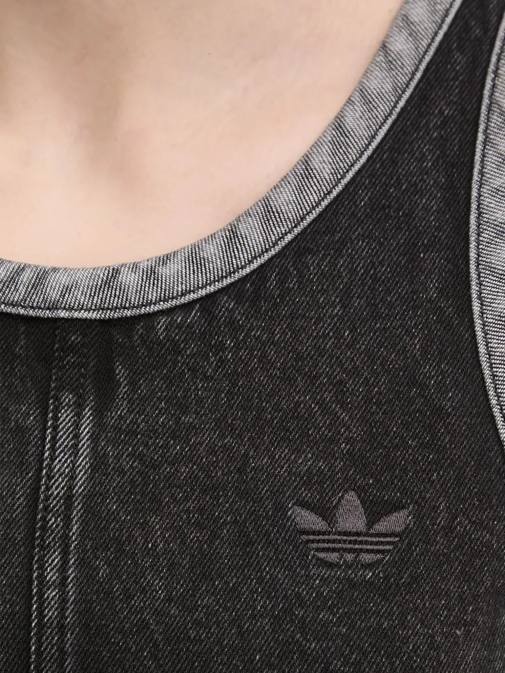 adidas Adicolor denim 3-Stripes tank dress Zwart