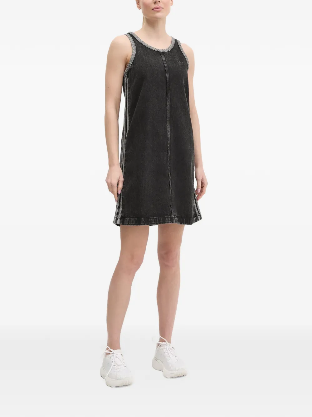 adidas Adicolor denim 3-Stripes tank dress Zwart