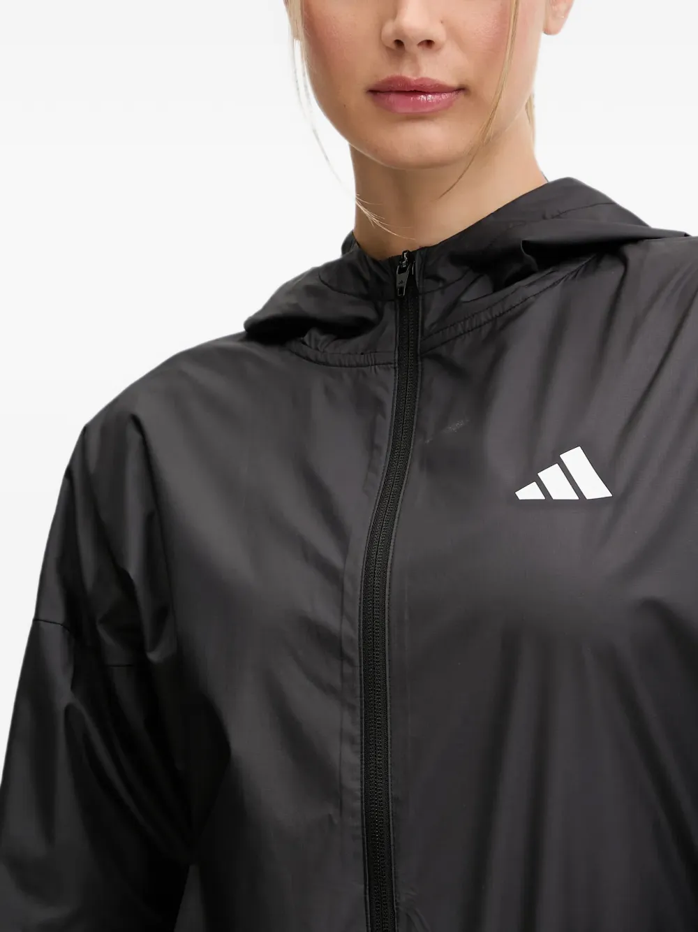 adidas logo-print windbreaker Zwart