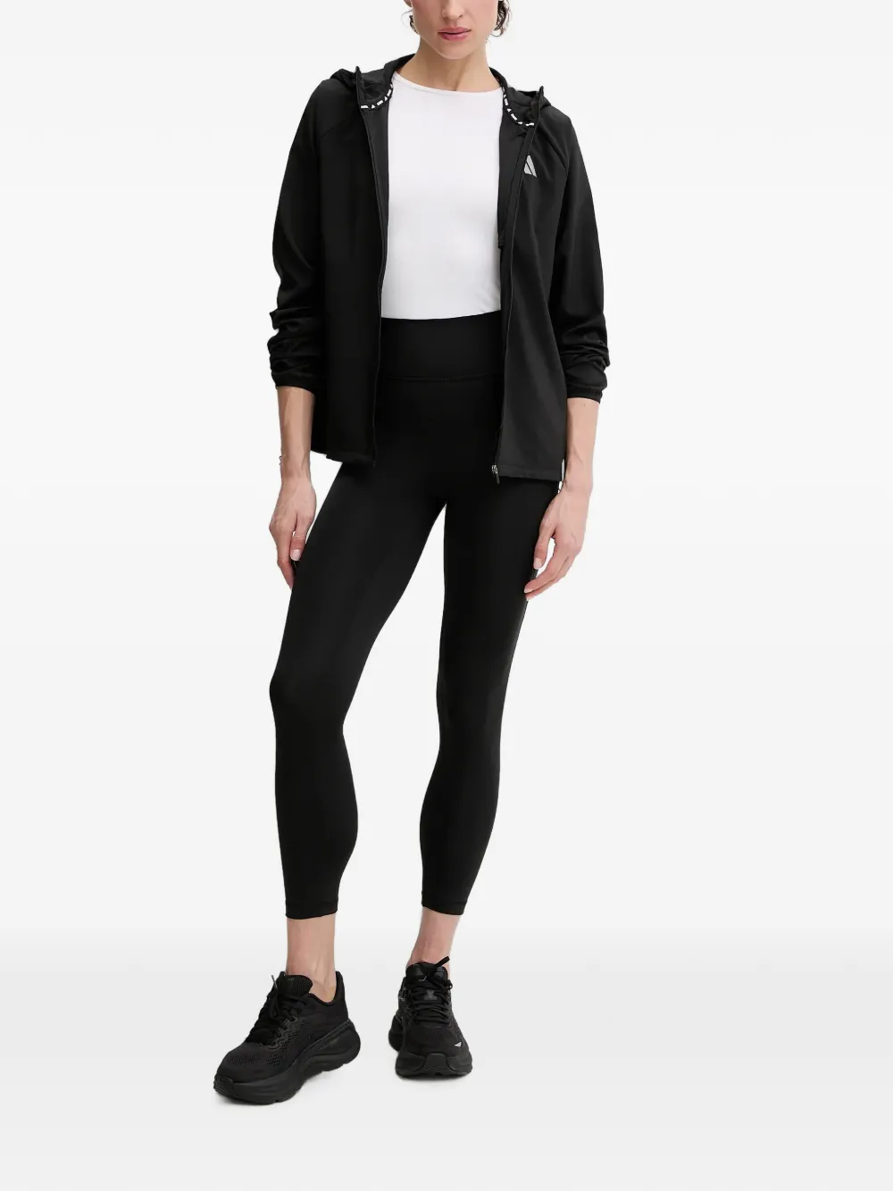 adidas logo-print hooded jacket Zwart