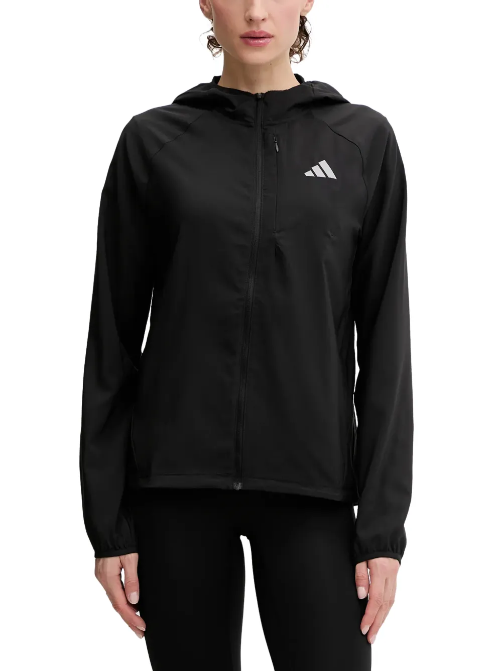 adidas logo-print hooded jacket - Schwarz