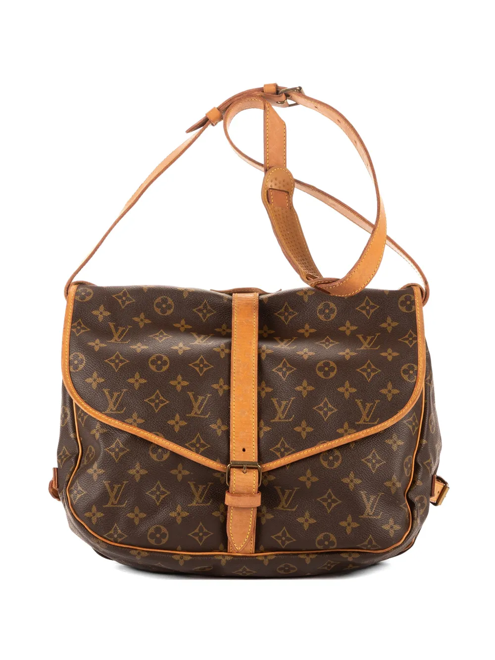 Louis Vuitton Pre-Owned 35 Saumur monogram adjustable-strap cross body bag - Brown