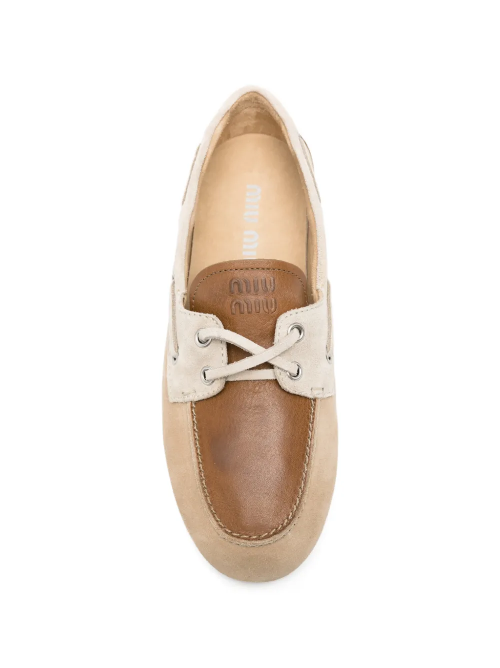 Miu suede boat shoes Beige