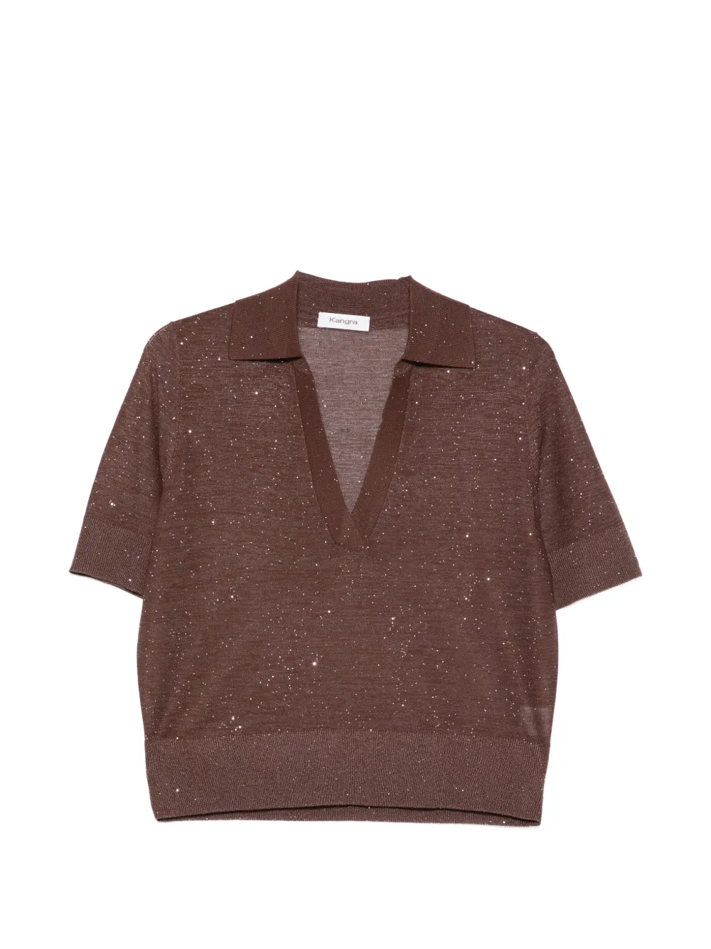 Kangra V-neck collared top - Marrone