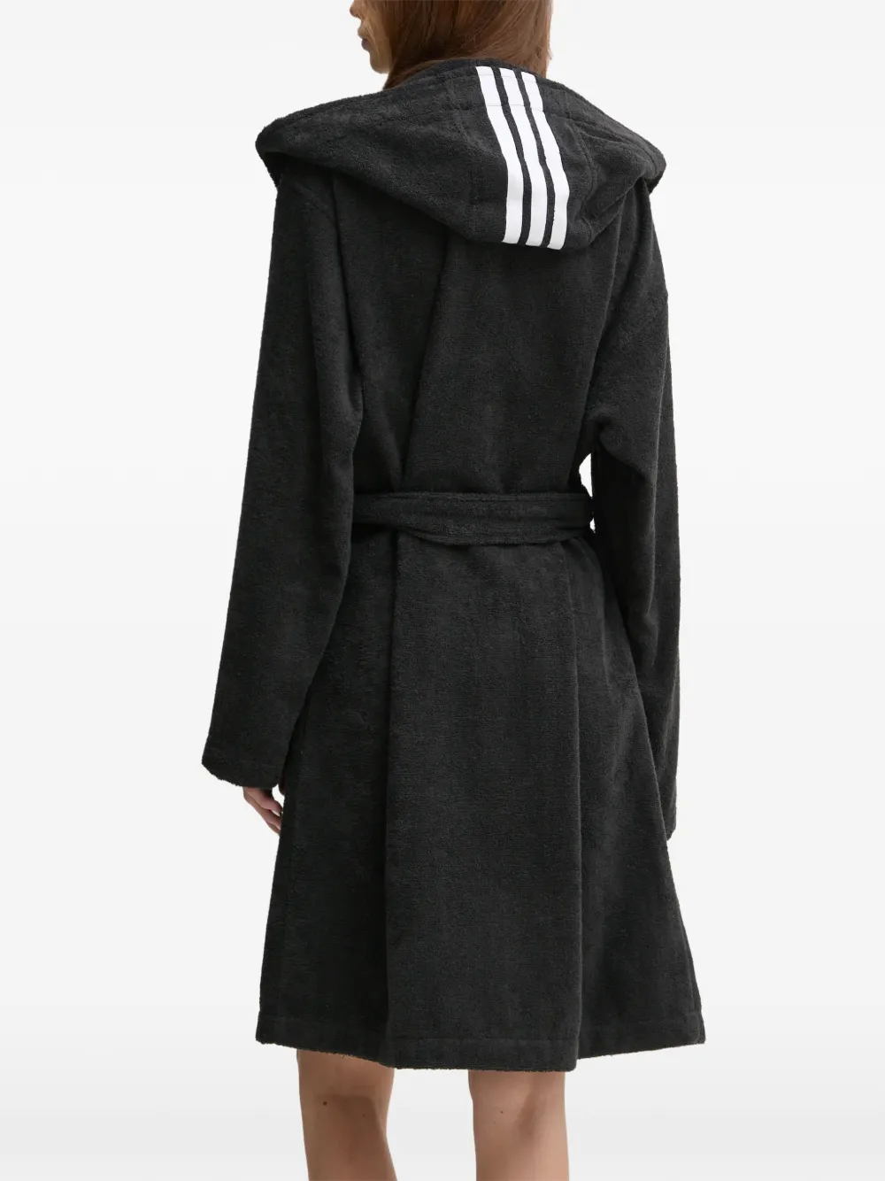 adidas Badjas met capuchon en ceintuur Zwart