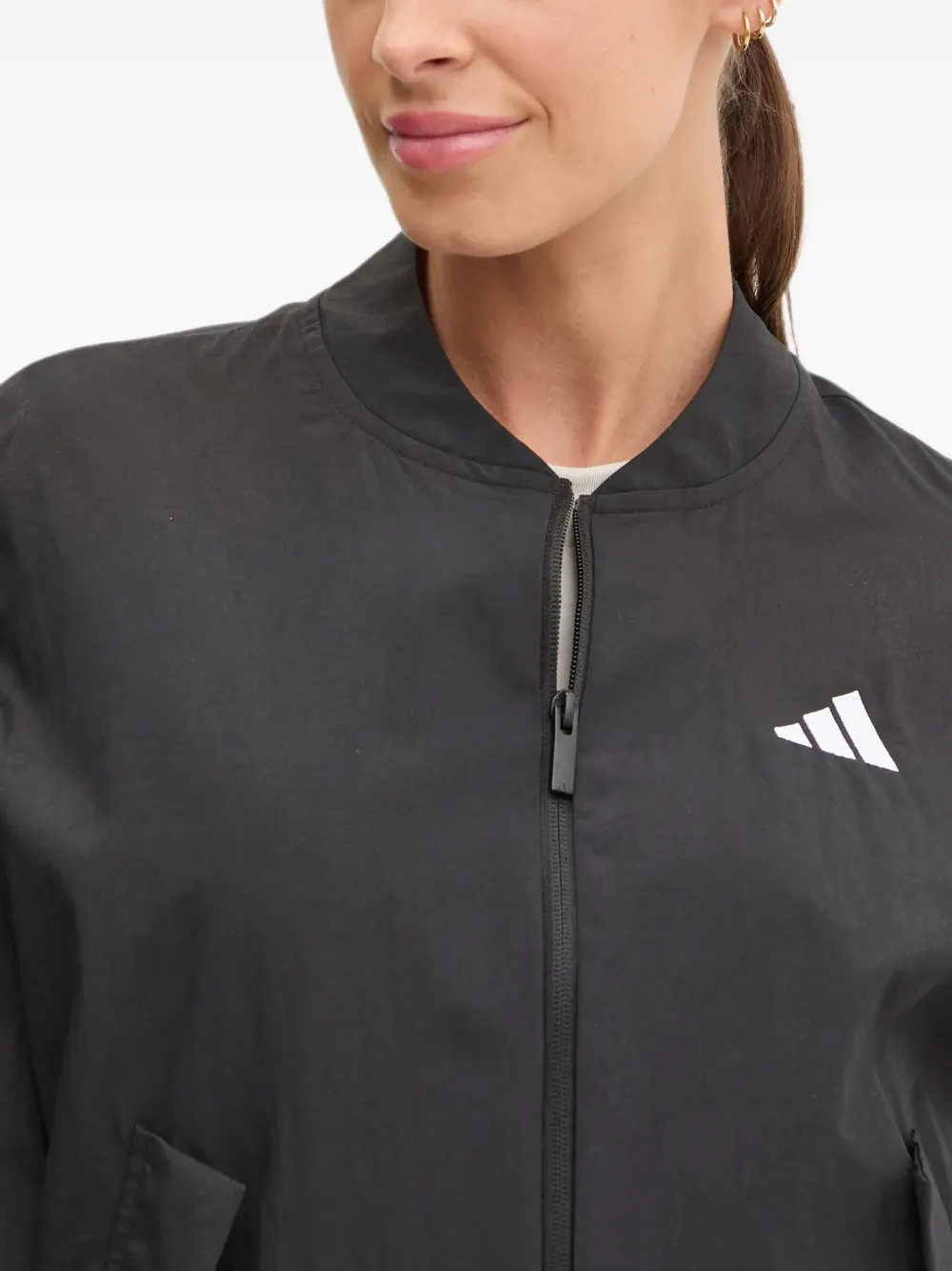 adidas stripe logo jacket Zwart