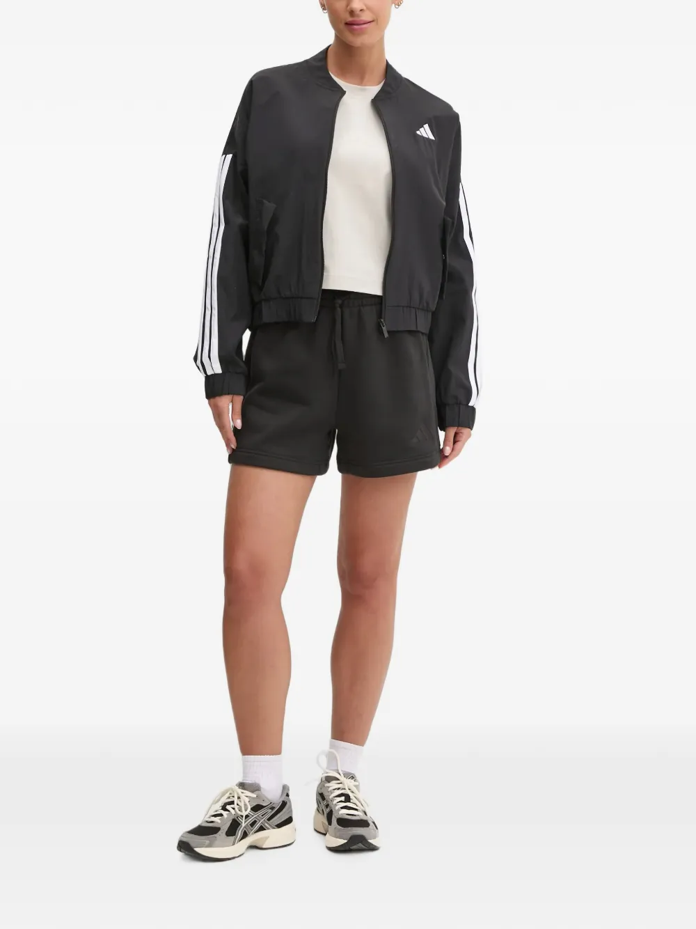 adidas stripe logo jacket Zwart