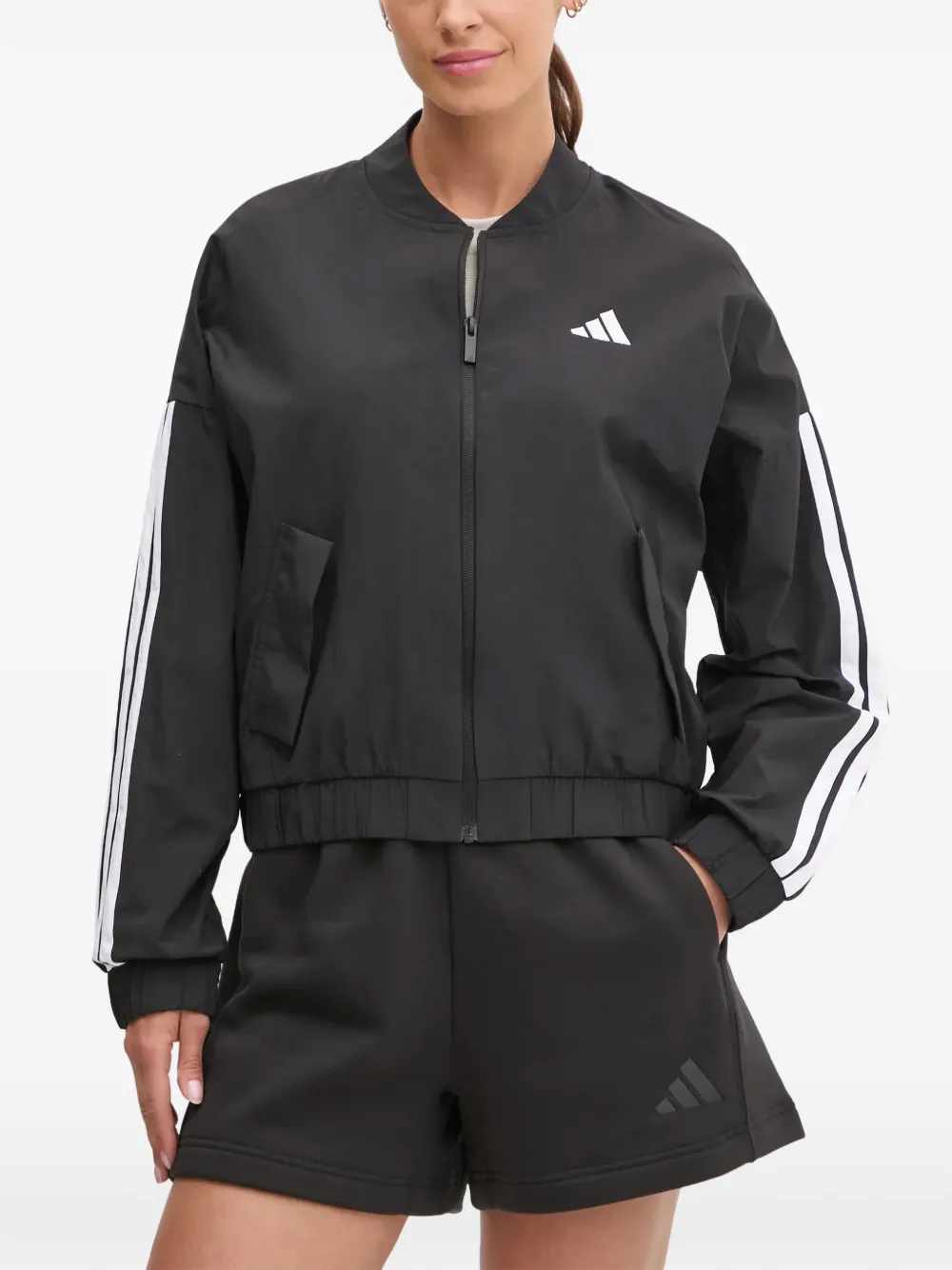 adidas stripe logo jacket - Nero