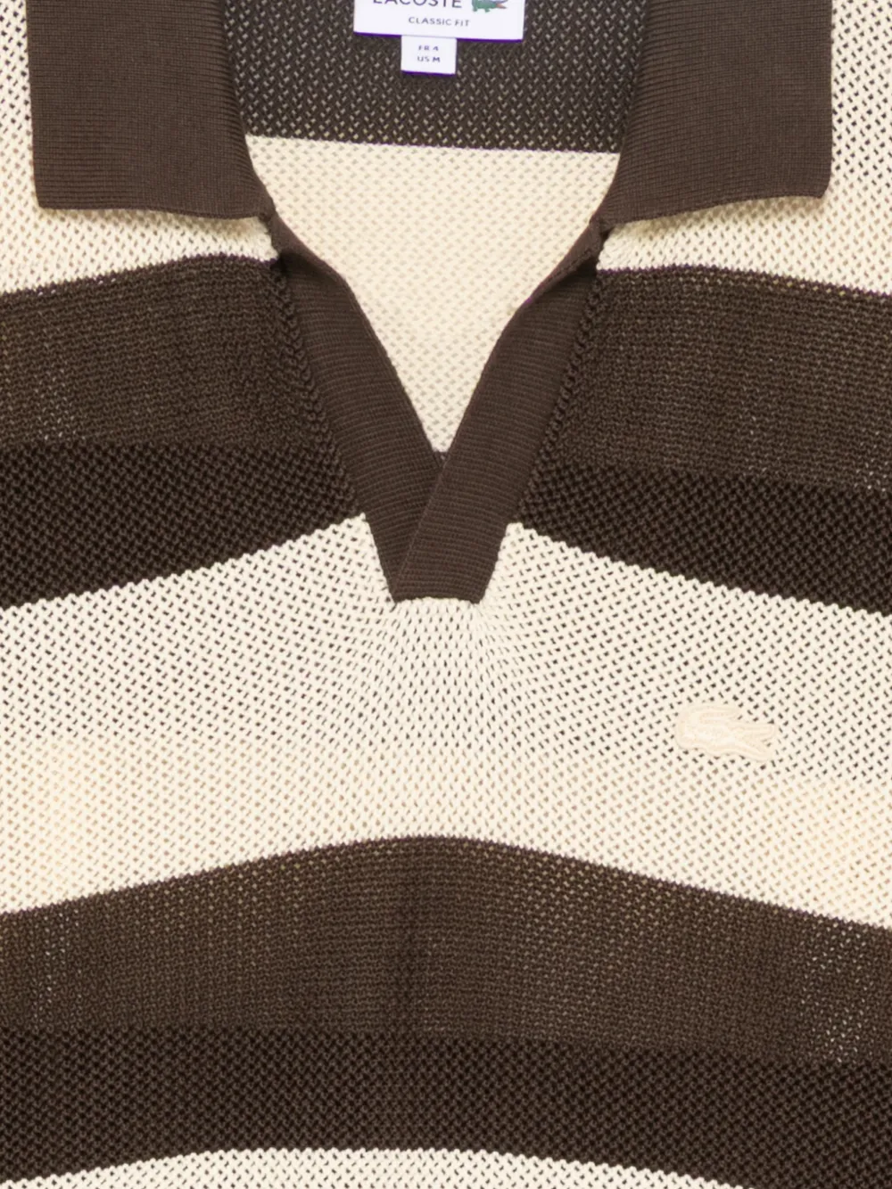  Lacoste Knit Stripe Polo - Brown 