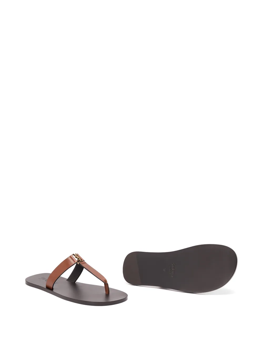 Saint Laurent Babylone leren sandalen met logo Bruin