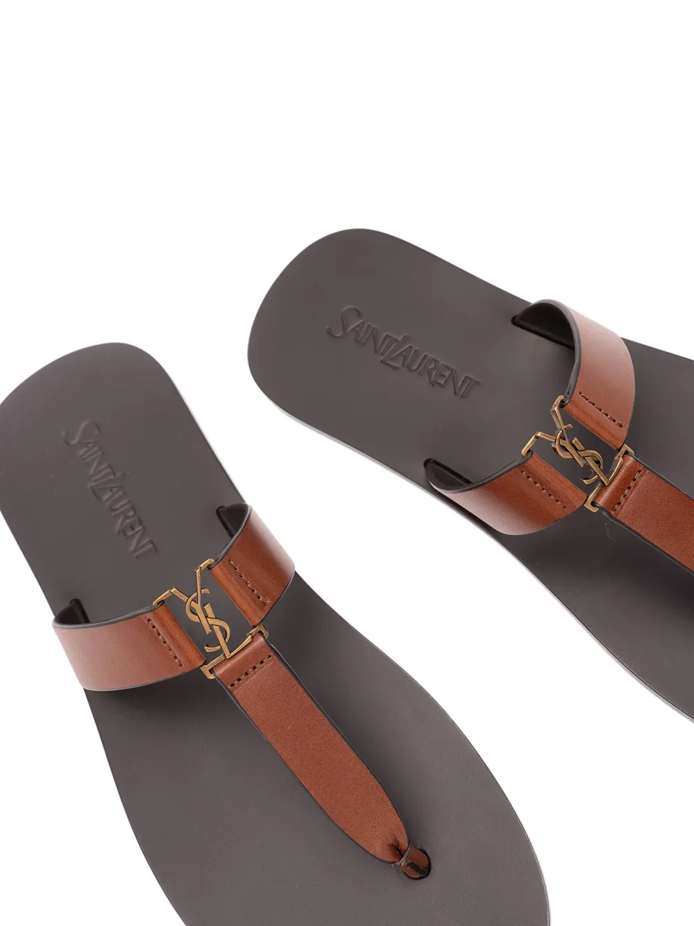 Saint Laurent Babylone leren sandalen met logo Bruin