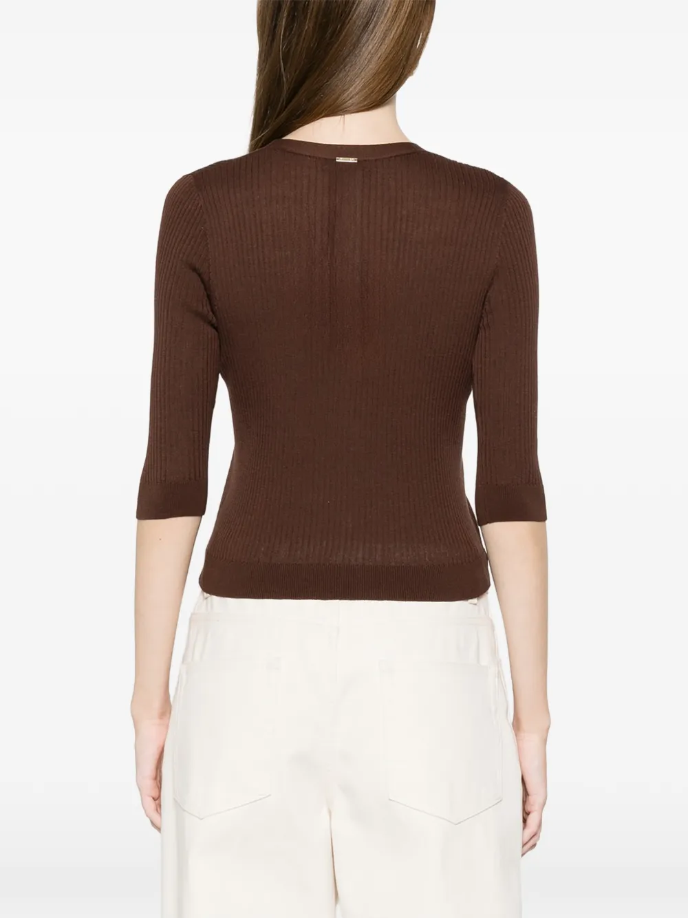 TWINSET Geribbeld vest Bruin